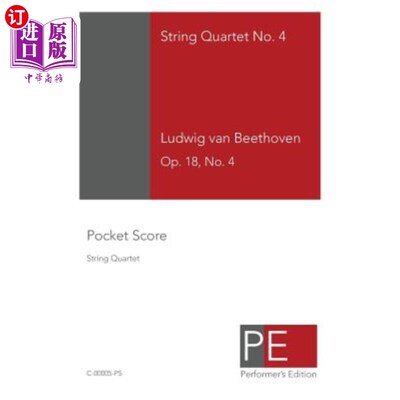 海外直订Beethoven String Quartet No. 4: Pocket Score 贝多芬弦乐四重奏4：袖珍乐谱