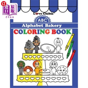 海外直订ABC Alphabet Bakery Coloring Book ABC字母表面包店涂色书