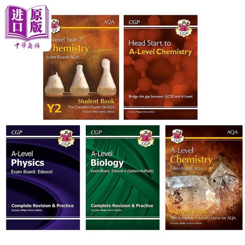 英国CGP原版 AS & Alevel AQA Edexcel 化学生物物理系列 学生书 模拟试卷 考试练习册 复习指南【中商原版】