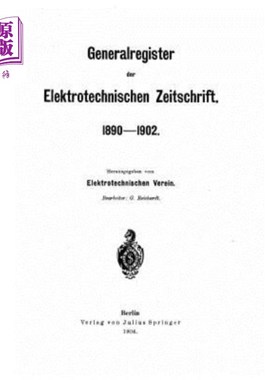 海外直订Generalregister der Elektrotechnischen Zeitschrift 电子技术通用寄存器