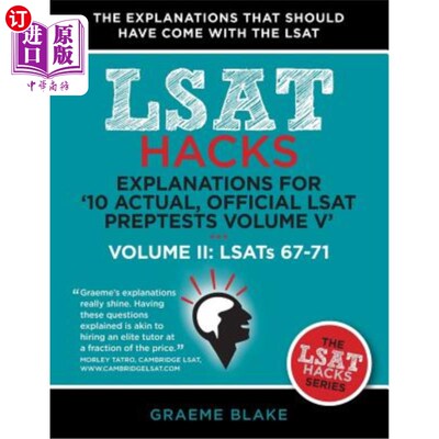 海外直订Explanations for '10 Actual, Official LSAT Preptests Volume V': Lsats 62-71 - Vo “10实际，官方LS