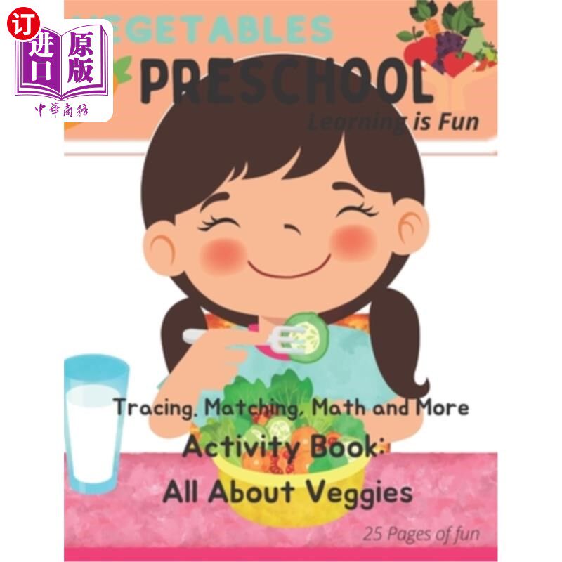 海外直订My Preschool: Tracing, Matching, Math and More: All about Vegetables 我的学前教育:追踪，匹配，数学和更多:关