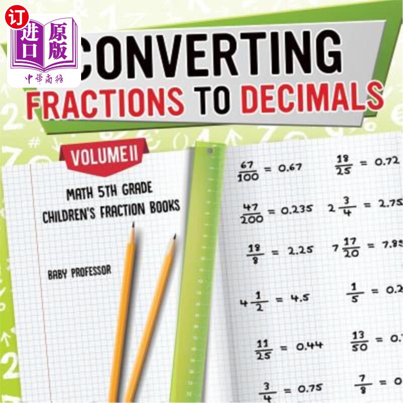 海外直订Converting Fractions to Decimals Volume II - Math 5th Grade Children's Fraction  将分数转换成小数第二册-五