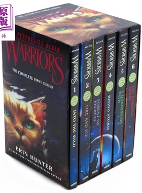 猫武士一部曲预言开始6册 赠音频 790~900L Warriors The Complete First Series 英文原版传奇的猫族 儿童文学章节书小说【?