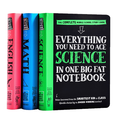 美国少年学霸超级笔记中学生优等生笔记3册 英文原版Everything You Need to Ace Math/English英语数学科学 获得A的方法 学?