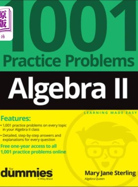 海外直订Algebra II: 1001 Practice Problems for Dummies (+ Free Online Practice) 代数II: 1001个傻瓜练习问题(+免费在