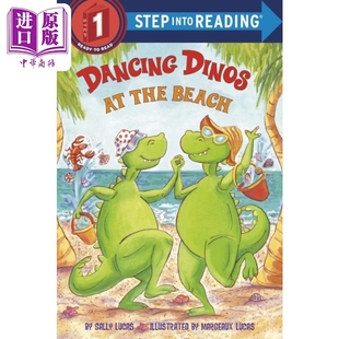Dancing The into 儿童绘本 中商? Step 英文原版 Dinos Reading 兰登阅读进阶1 Beach 分级阅读 恐龙在沙滩跳舞