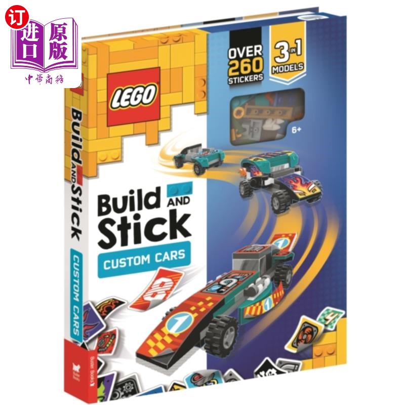海外直订LEGO (R) Build and Stick: Custom Cars (Includes ... 乐高(R)建造和粘:定制汽车(包括乐高(R)砖,书和260多个贴纸