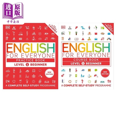 2024新版 英文原版DK语法书2册 人人学英语系列1课本+练习册 English for Everyone Level 1 Course Practice Book【中商原版