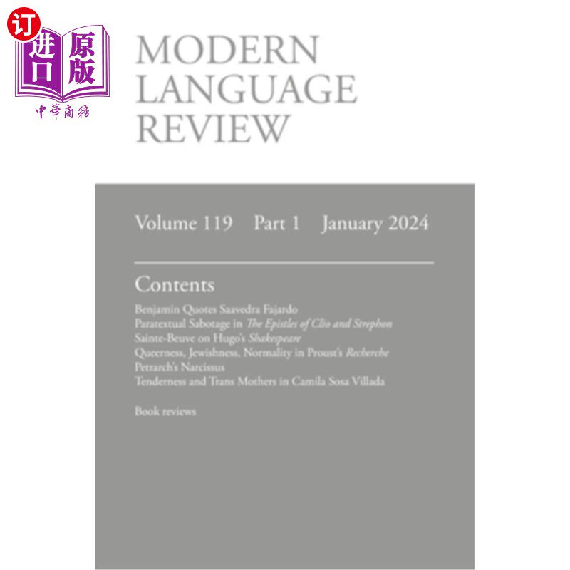 海外直订Modern Language Review (119.1) January 2024 现代语言评论（119.1）2024年1月