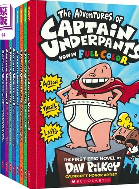 Captain Underpants Paperback Color Edition#1-11 内裤超人全彩版1-11册平装套装 英文原版学乐儿童幽默故事书【中商原版】