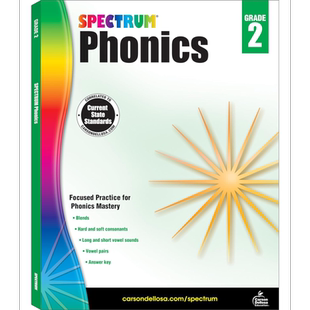 光谱练习册 自然拼读系列 2年级 Carson Dellosa Spectrum Phonics Grade 2 美国CarsonDellosa 英文原版进口教辅【中商原版?