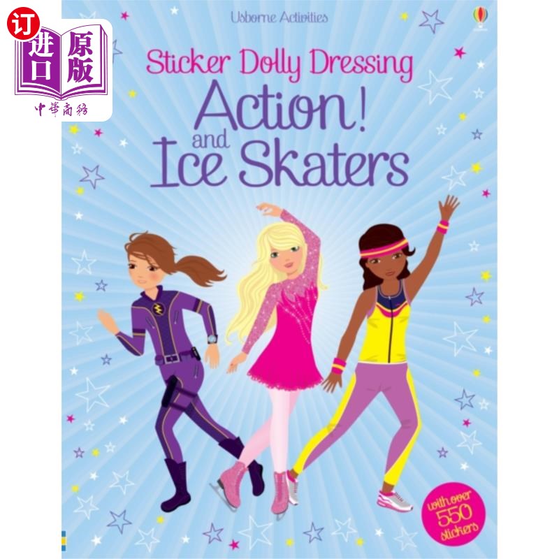 海外直订Sticker Dolly Dressing Action! & Ice Skaters 贴纸多莉穿衣行动！滑冰运动员