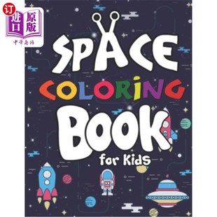 for Rocket 儿童空间色彩书籍：行星 宇 Coloring Book Planets and UFOs Kids Aliens Many Astronauts 海外直订Space