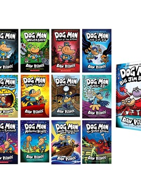 Dog Man1-11-13 狗狗侦探 Cat Kid 1-5番外 英文原版 神探狗狗1-10册 Captain Underpants作者 幽默漫画章节书图像小说