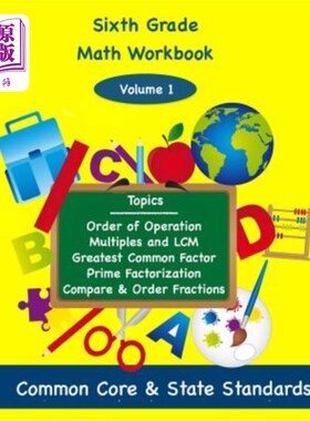 海外直订Sixth Grade Math Volume 1: Order of Operations, Multiples and Lowest Common Mult 六年级数学第一卷：运算顺序
