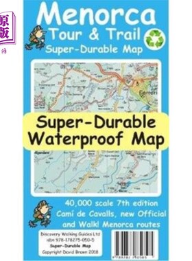 海外直订Menorca Tour and Trail Map 梅诺卡岛旅游路线地图
