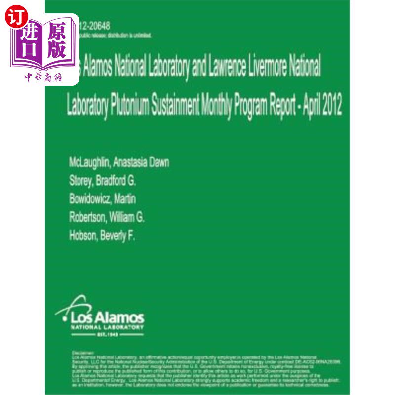 海外直订Los Alamos National Laboratory and Lawrence Livermore National Laboratory Pluton 洛斯阿拉莫斯国家实验室和劳