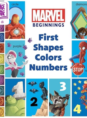 漫威起源 启蒙情景 Marvel Beginnings First Shapes Colors Numbers 英文原版 亲子绘本 低幼读物 迪士尼纸板书【中商原版】