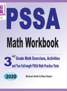海外直订PSSA Math Workbook: 3rd Grade Math Exercises, Activities, and Two Full-Length PS PSSA数学练习册：三年级数学