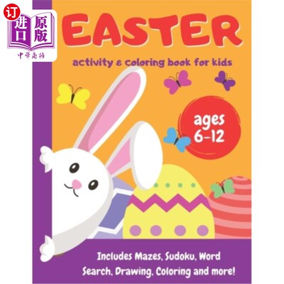 海外直订Easter Activity and Coloring Book for kids - ages 6-12: Includes Mazes, Sudoku,  复活节活动和着色书的孩子-