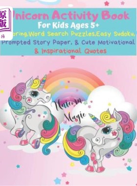 海外直订Unicorn Activity Book: The Ultimate Coloring, Word Search, Sudoku, & Prompted St 独角兽活动书:终极涂色，单
