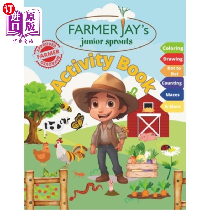 海外直订Farmer Jay's Junior Sprouts Activity Book 农民杰伊的少年芽活动手册
