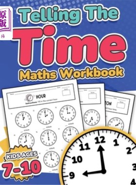 海外直订Telling the Time Maths Workbook Kids Ages 7-10 110 Timed Test Drills with Answer 7-10岁儿童数学练