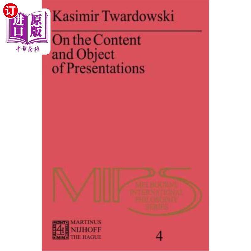 海外直订On the Content and Object of Presentations: A Psychological Investigation 论演讲的内容与对象:一项心理学调查