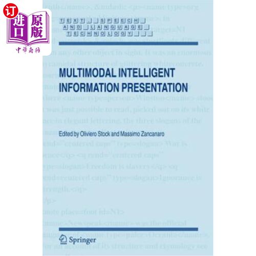 海外直订Multimodal Intelligent Information Presentation 多模态智能信息表示