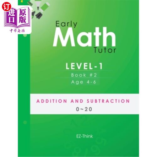 海外直订Early Math Tutor: Level-1: Addition and Subtraction 0-20 早期数学导师:一级:加减法0-20