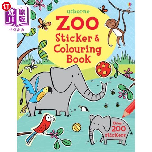 海外直订Zoo Sticker and Colouring Book 动物园贴纸和涂色书