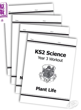 英国CGP原版 KS2 Science Year 3 Workout 科学锻炼包套装4册 小学3年级 植物寿命+营养与身体+石与土+光与力 5-7岁【中商原?