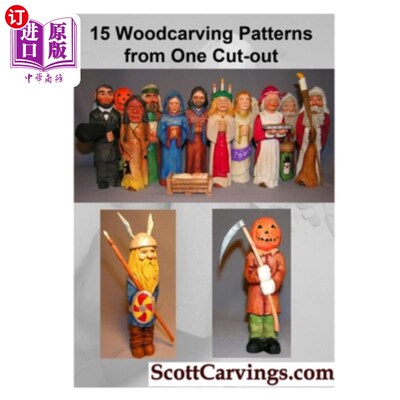海外直订15 Woodcarving Patterns from One Cut Out 15个木雕图案从一个切下来