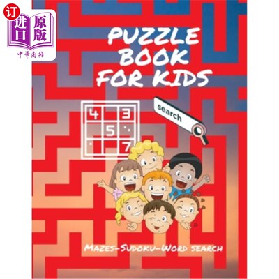 海外直订Puzzle Book For Kids: Mazes - Sudoku - Word Search 儿童益智书：迷宫-数独-单词搜索