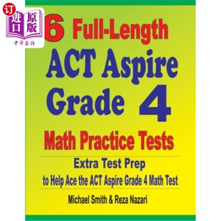海外直订6 Practice Tests Extra Aspire 6个完整 ACT Grade Math Prep Test Help Length Full