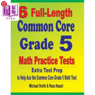 海外直订6 Practice Tests Extra Core 普通核心5年级数学 6个完整 Common Grade Math Prep Test Help Length Full