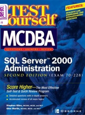 海外直订Test Yourself MCDBA SQL Server TM 2000 Administration (Exam 70-228) MCDBA SQL Server TM 200