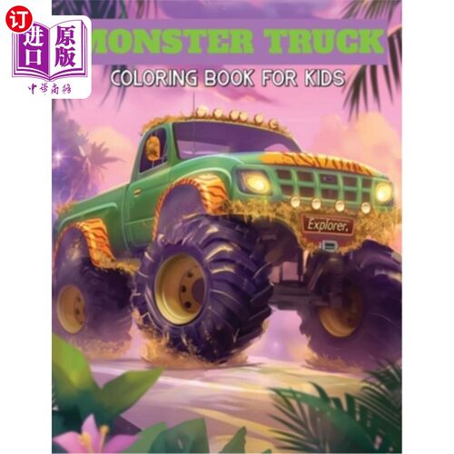 海外直订Monster Truck Coloring Book 怪物卡车涂色书