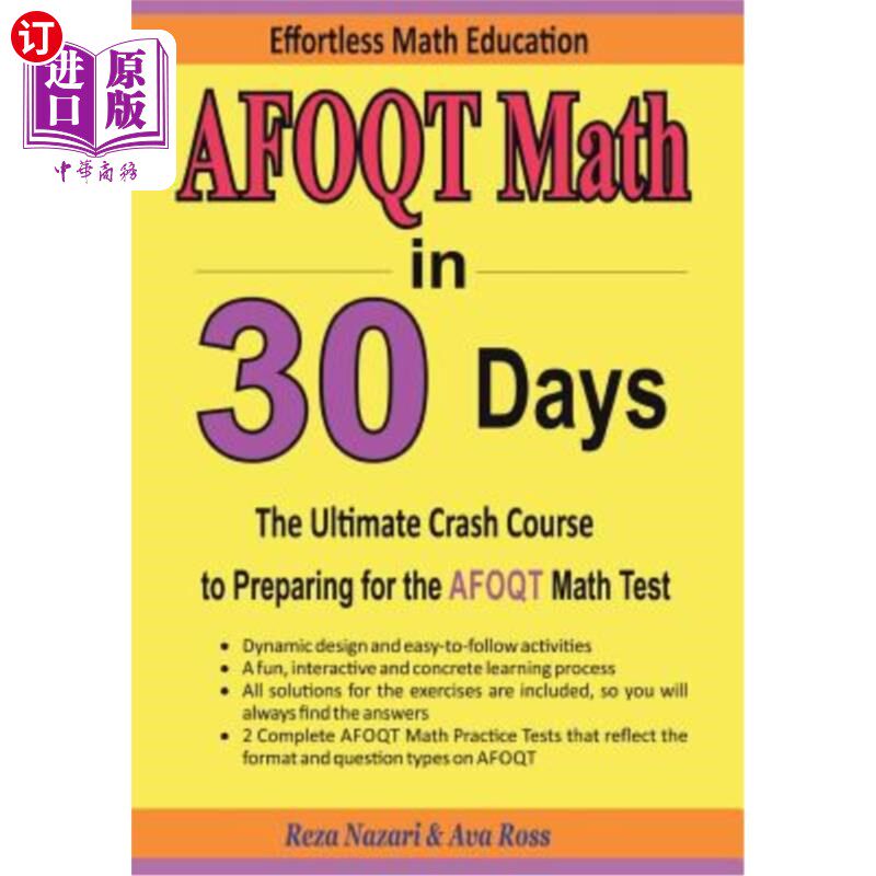 海外直订AFOQT Math in 30 Days: The Ultimate Crash Course to Preparing for the AFOQT Math AFOQT数学30天