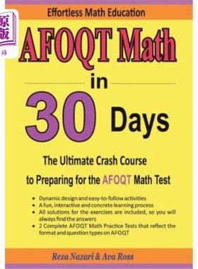 海外直订AFOQT Math in 30 Days: The Ultimate Crash Course to Preparing for the AFOQT Math AFOQT数学30天