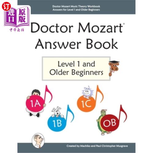 海外直订Doctor Mozart Music Theory Workbook Answers for Level 1 and Older Beginners 莫扎特博士音乐理论练习册答案1级