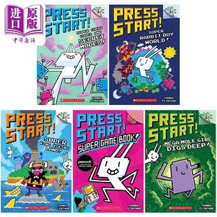学乐大树系列桥梁漫画 方块兔5册 Press Start #11-15 Super Rabbit Boy World 英文原版儿童章节故事书Game Book【中商原版?