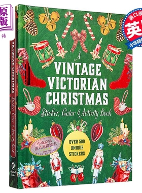 复古维多利亚式圣诞贴纸颜色和活动书 500种独特贴纸 英文原版 Vintage Victorian Christmas Activity Book【中商原版】