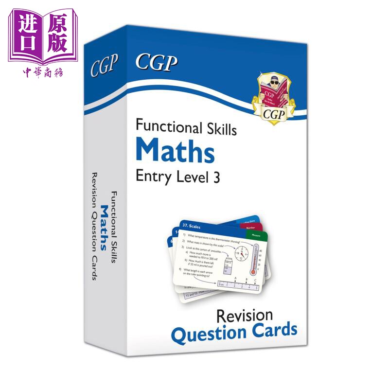 现货 英国原版CGP教辅 新功能技能数学复习题卡 入门级3 New Functional Skills Maths Revision Question Cards【中商原版】