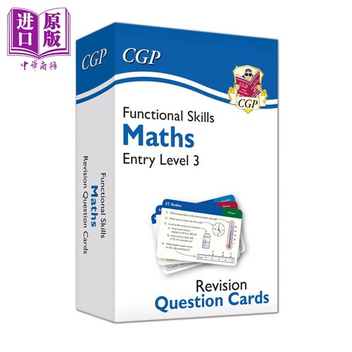 现货 英国原版CGP教辅 新功能技能数学复习题卡 入门级3 New Functional Skills Maths Revision Question Cards【中商原版】