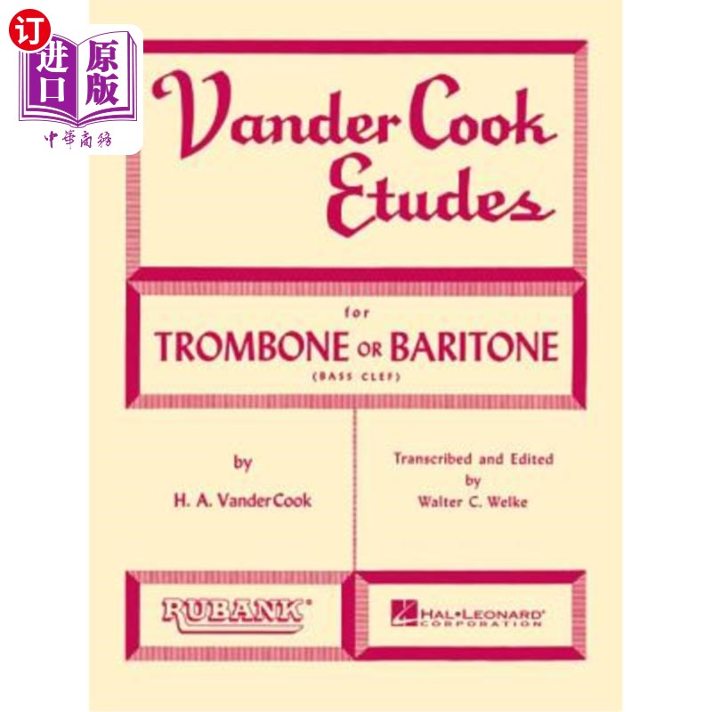 海外直订Vandercook Etudes for Trombone or Baritone 范德库克长号或男中音练习曲
