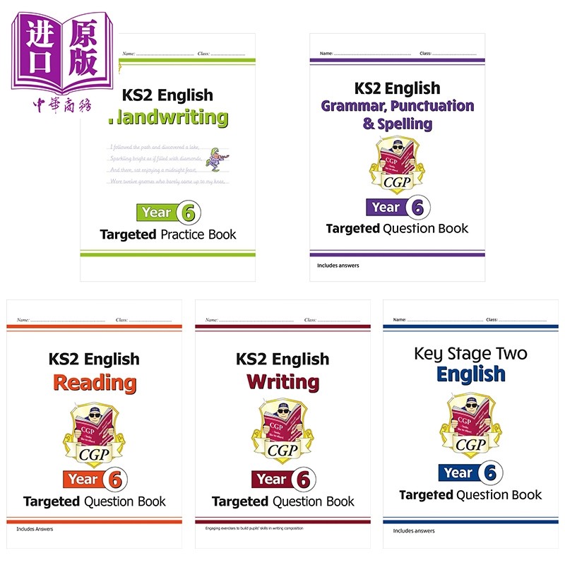 英国原版CGP小学六年级英语目标练习册5册 手写语法标点拼写阅读写作KS2 Year 6 English Targeted Practice Book【中商原版】