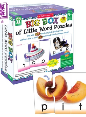 现货 小单词拼图游戏盒 学前班幼儿园元辅音自然拼读4岁+ Big Box of Little Word Puzzle Games 美国Carson Dellosa【中商原版】