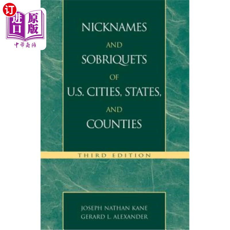 海外直订Nicknames and Sobriquets of U.S. Cities, States, and Counties 美国城市、州和县的昵称和称呼